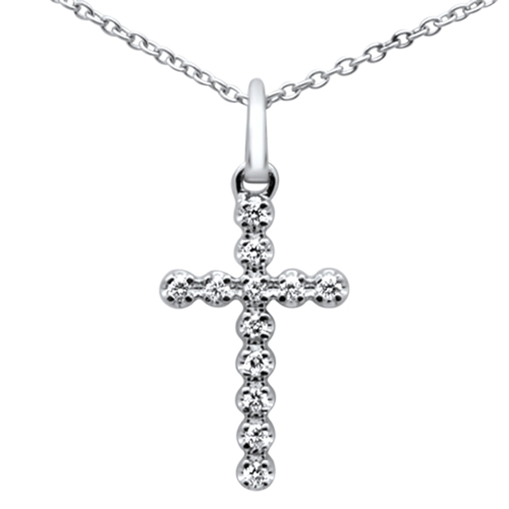''.09ct G SI 14K White GOLD Diamond Cross Pendant Necklace 16+2'''' Ext.''