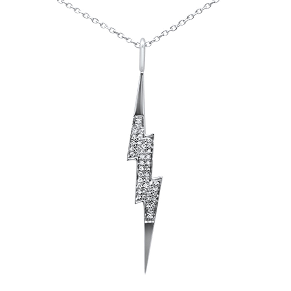 ''.08ct G SI 14K White GOLD Diamond Pendant Lightning Bolt Pendant Necklace 16+2'''' Ext.''