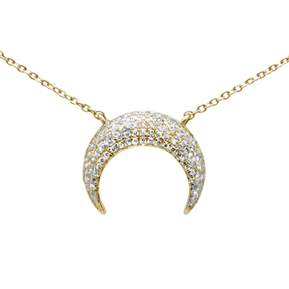 ''SPECIAL! .26ct G SI 14K Yellow GOLD Diamond Trendy Half Moon Pendant Necklace 16+2'''' Ext.''