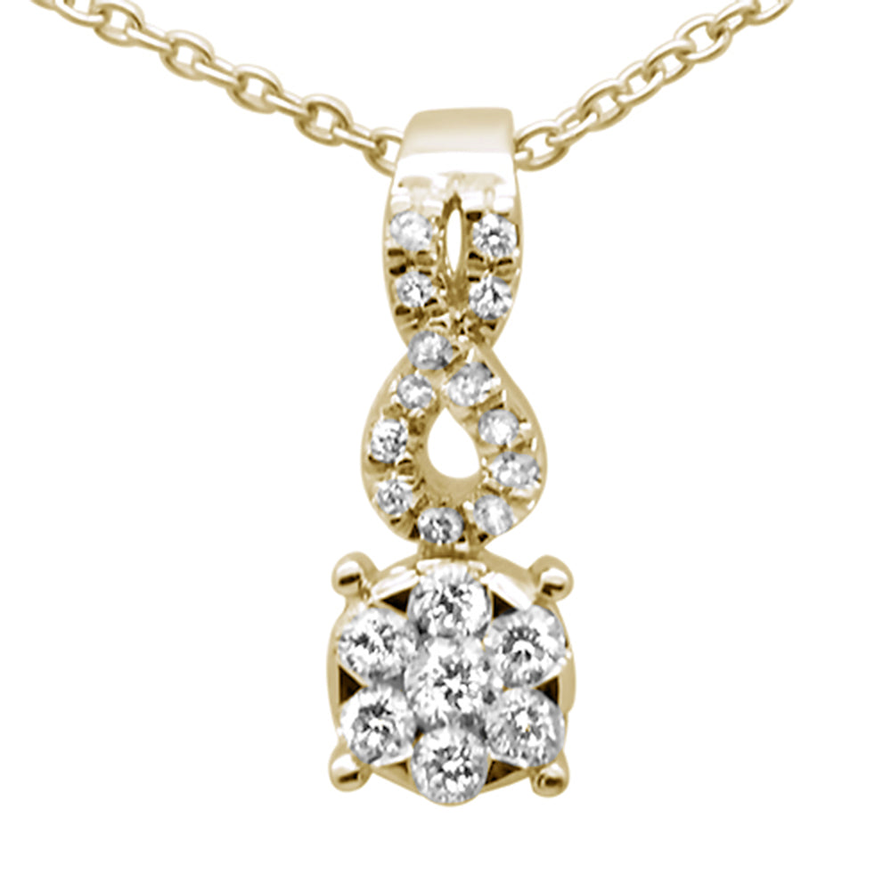 ''.19ct G SI 14K Yellow Gold Infinity Round Diamond Drop Pendant NECKLACE 16+2'''' Ext.''