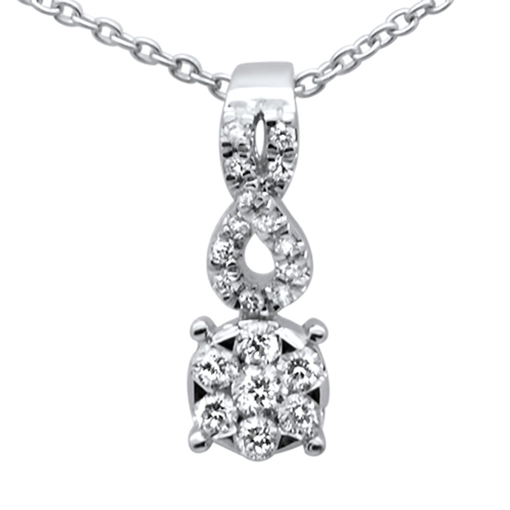 ''.19ct G SI 14K White Gold  Infinity Round DIAMOND Drop Pendant Necklace 16+2'''' Ext.''