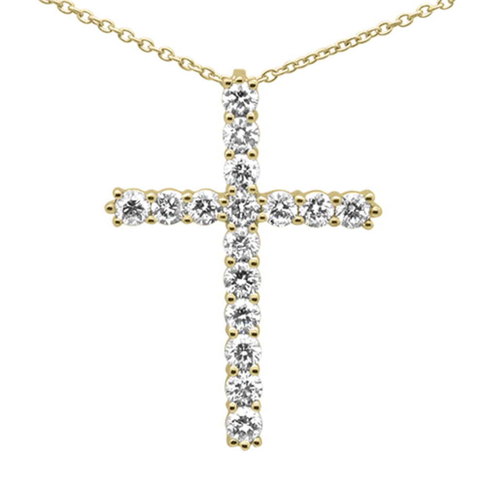 ''SPECIAL! 1.03ct G SI 14K Yellow Gold DIAMOND Cross Pendant Necklace 16+2'''' Ext.''