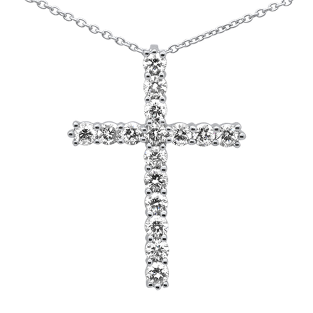 ''SPECIAL! 1.02ct G SI  14K White Gold Diamond Cross Pendant NECKLACE 16+2'''' Ext.''