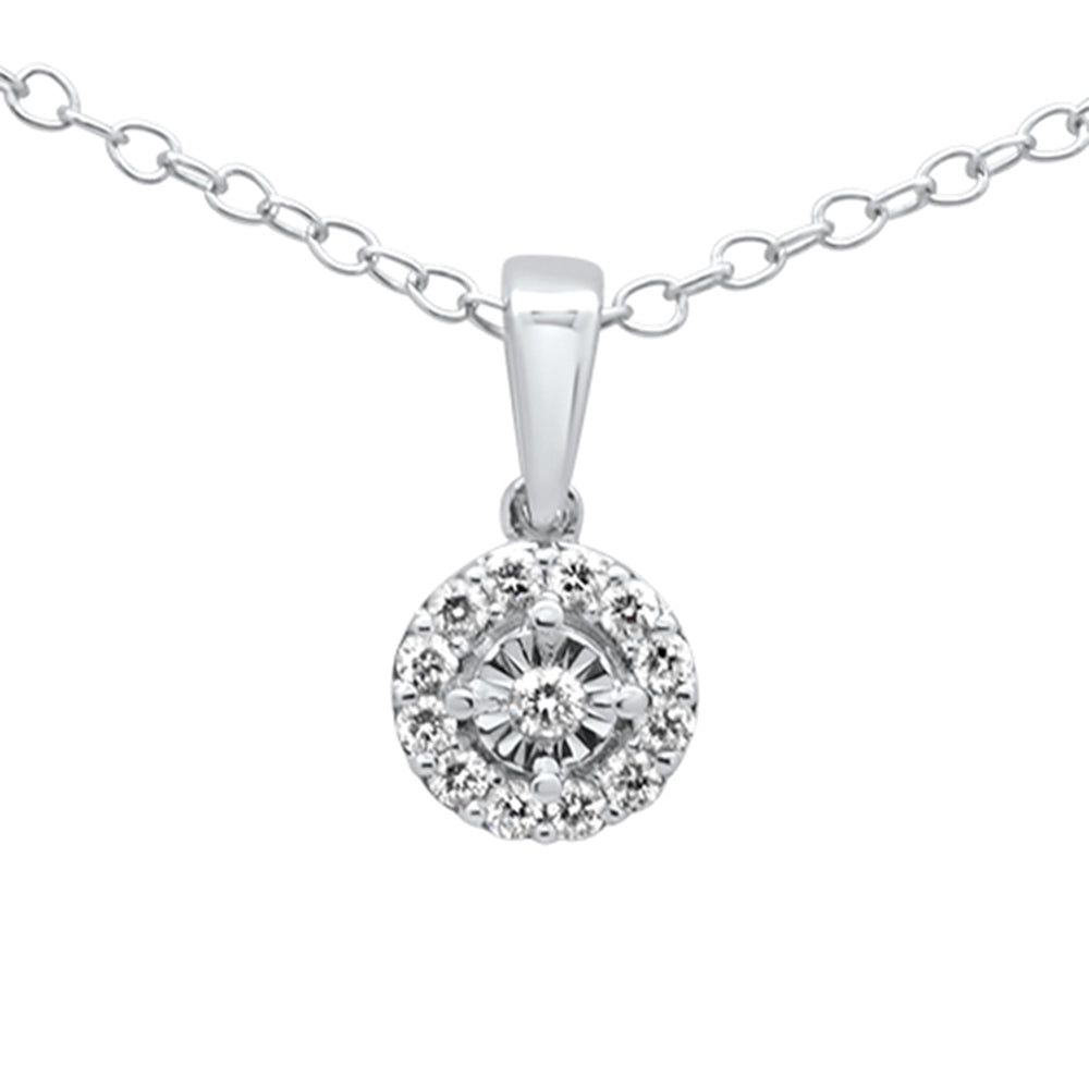 ''.12ct G SI 14K White Gold Round DIAMOND Pendant 18'''' Long Chain''