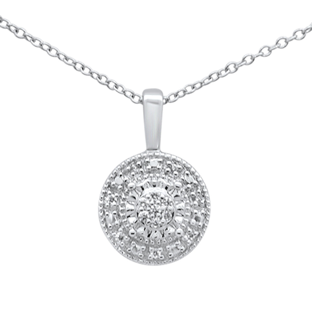 ''.06ct G SI 10K White Gold Round DIAMOND Pendant 18'''' Long Chain''