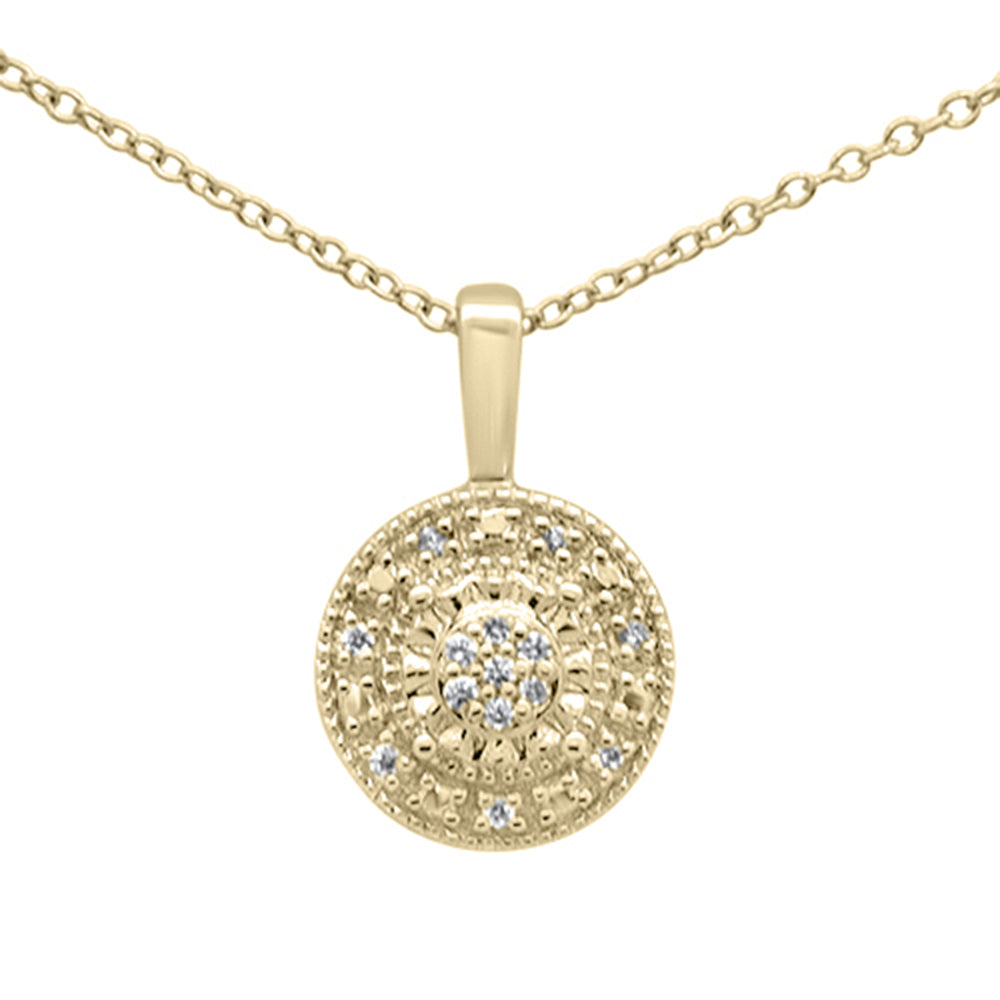 ''.06ct G SI 10K Yellow Gold Round DIAMOND Pendant 18'''' Long Chain''