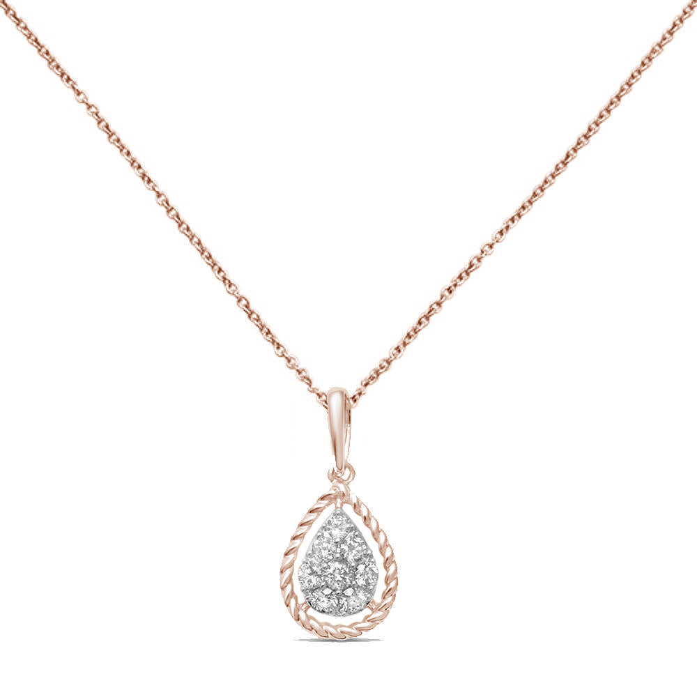 ''.22ct G SI 14K Rose Gold Round DIAMOND Pendant 18'''' Long Chain''