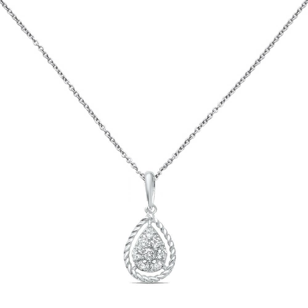 ''.20ct G SI 14K White Gold Round Diamond PENDANT 18'''' Long Chain''