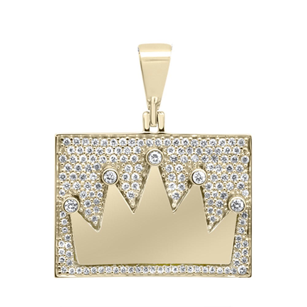 ''SPECIAL! .65CT G SI 10K Yellow Gold DIAMOND Iced Out Kings Crown Charm Pendant''
