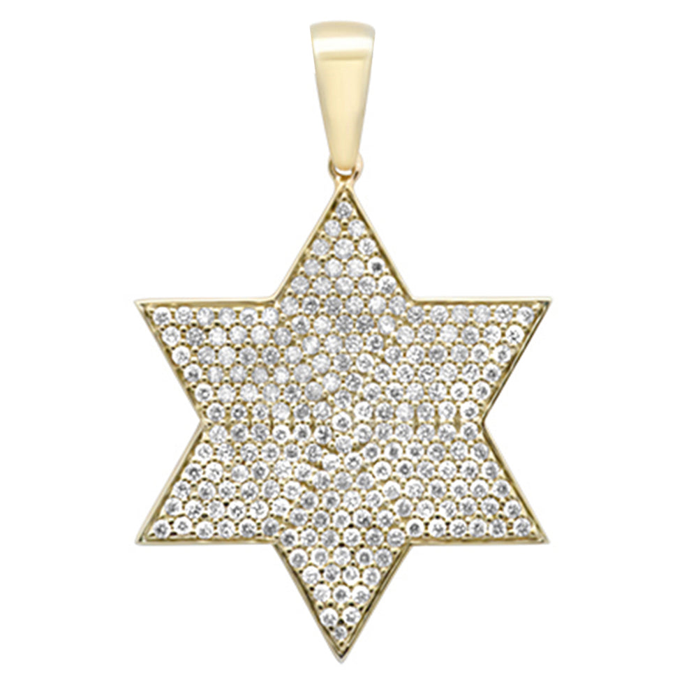 ''SPECIAL! .78ct G SI 10K Yellow Gold Diamond Micro Pave Iced Out Star Charm PENDANT''