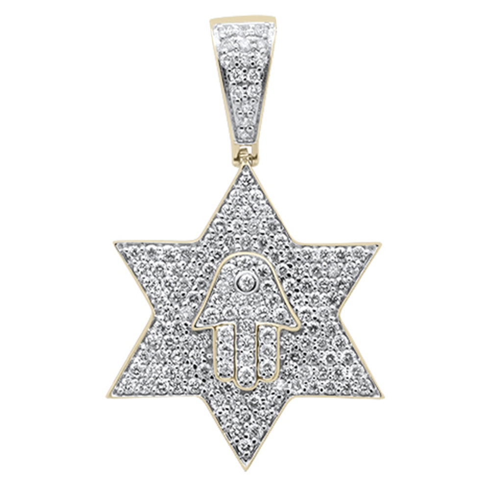 ''SPECIAL! 1.57ct G SI 10K Yellow Gold Diamond Micro Pave Iced Out Star CHARM Pendant''