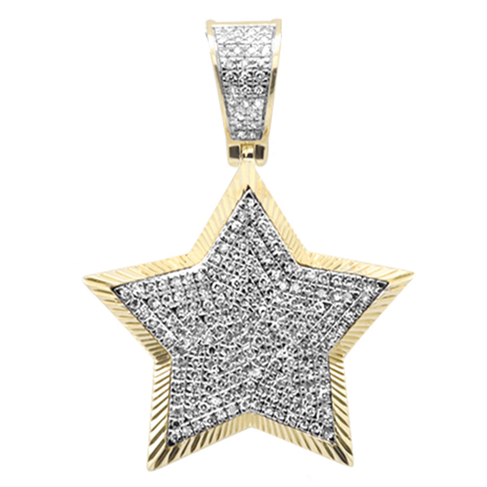 ''SPECIAL! .53ct G SI 10K Yellow Gold Diamond Hip Hop Micro Pave Star CHARM Pendant''