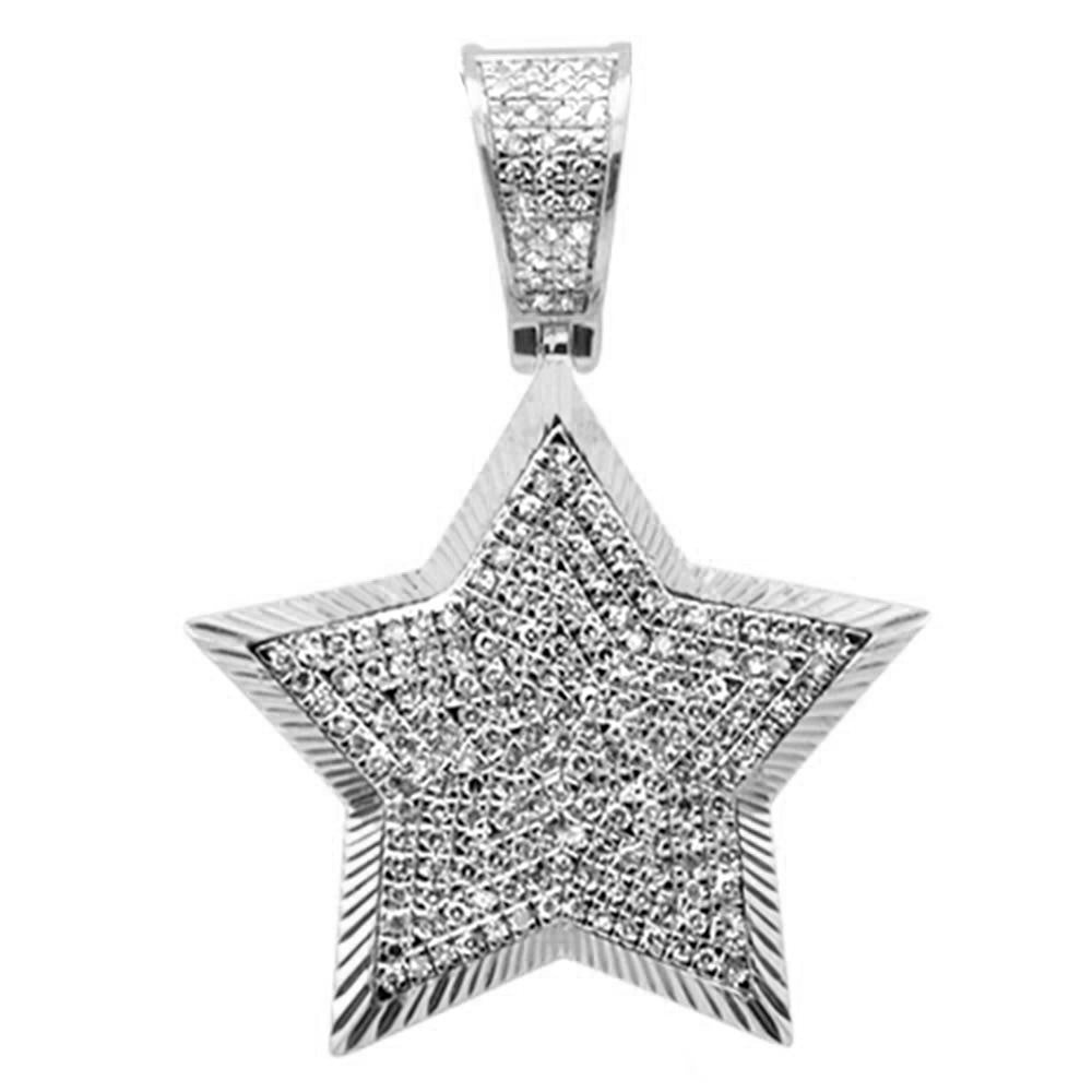 ''SPECIAL! .53CT G SI 10K White Gold DIAMOND Star Hip Hop Iced out Charm Pendant''