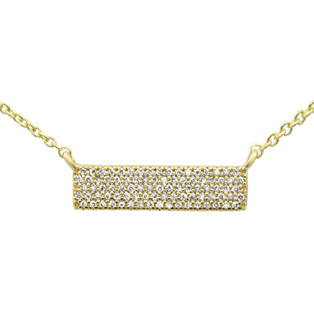 ''.13CT G SI 14K Yellow Gold Diamond Trendy Bar Pendant NECKLACE 18''''''