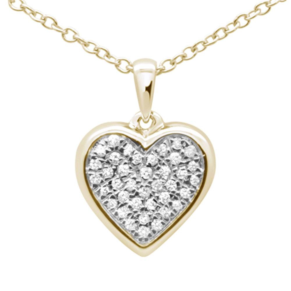''.11ct G SI 10K Yellow GOLD Diamond Heart Diamond Pendant Necklace 18''''''