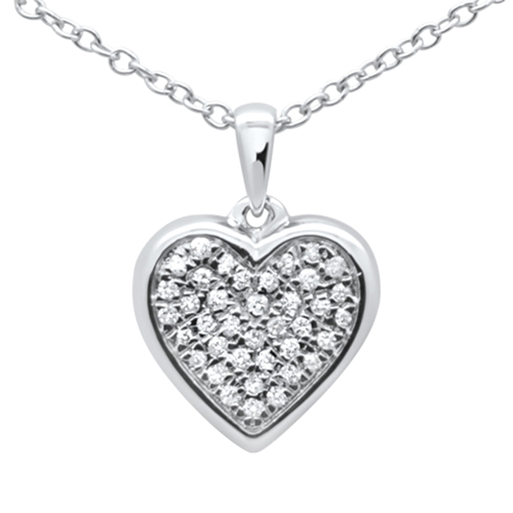 ''.09ct G SI 10k White GOLD Diamond Heart Diamond Pendant Necklace 18''''''