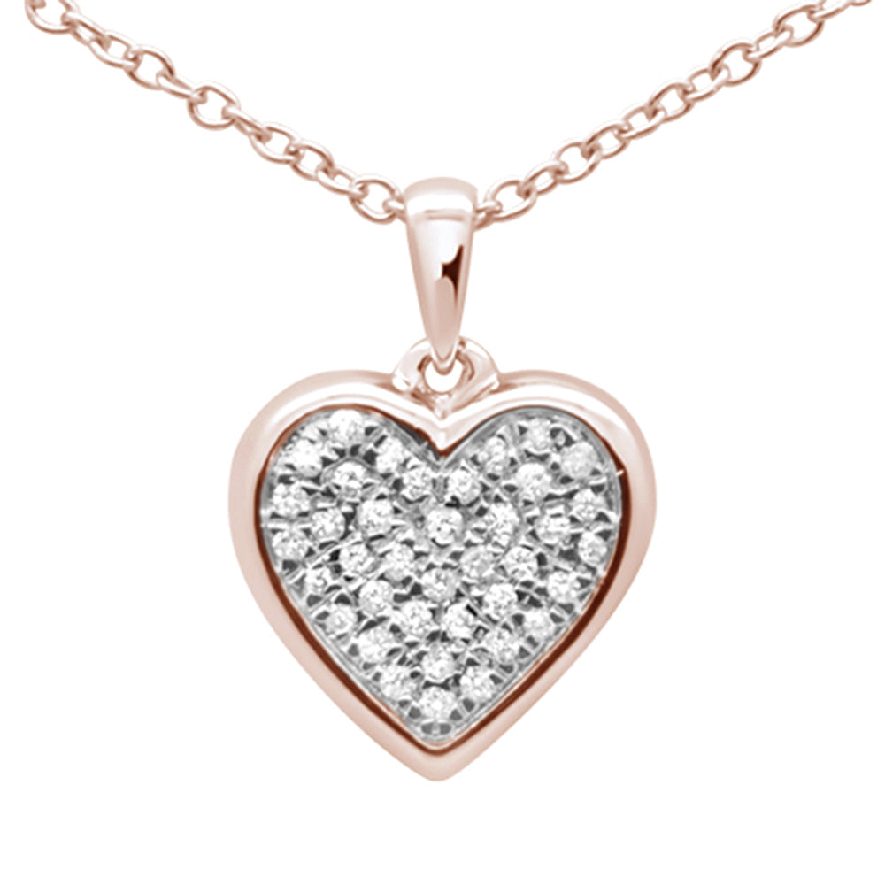 ''.10ct G SI 10k Rose Gold DIAMOND Heart DIAMOND Pendant Necklace 18''''''