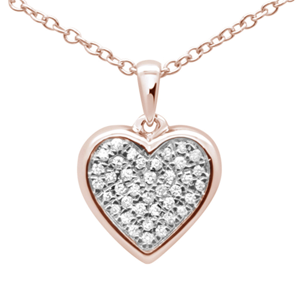 ''.10ct G SI 10k Rose Gold Diamond Heart Diamond PENDANT Necklace 18''''''