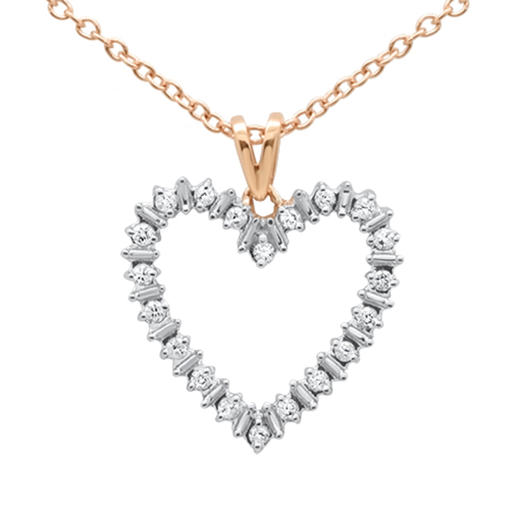 ''.10ct G SI 10k Rose GOLD Diamond Heart Diamond Pendant Necklace 18''''''