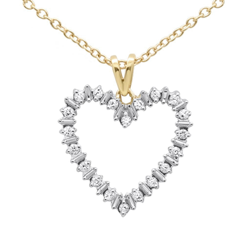 ''.11CT G SI 10K Yellow Gold Diamond Heart Shaped Pendant NECKLACE 18''''''