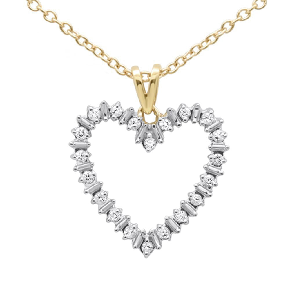 ''.11CT G SI 10K Yellow GOLD Diamond Heart Shaped Pendant Necklace 18''''''