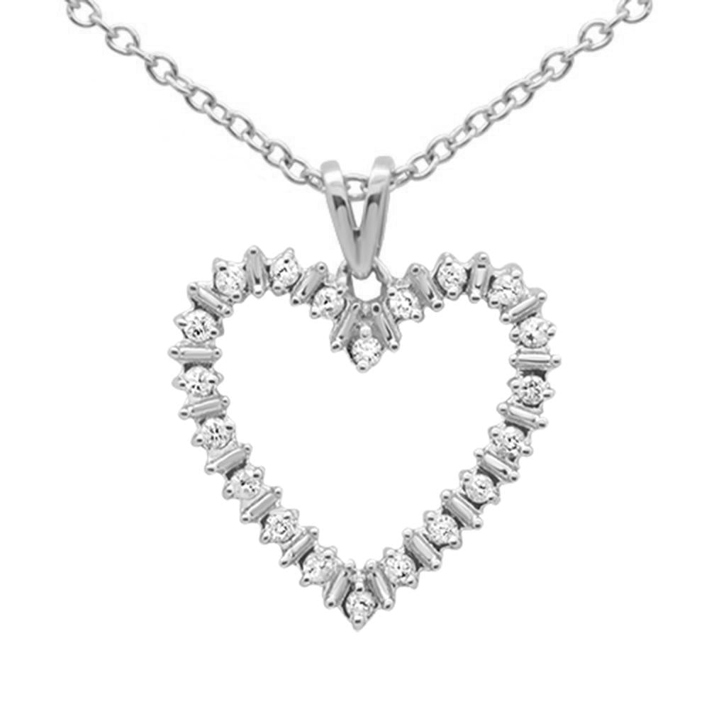 ''.11CT G SI 10K White Gold Diamond Heart Shaped Pendant NECKLACE 18''''''