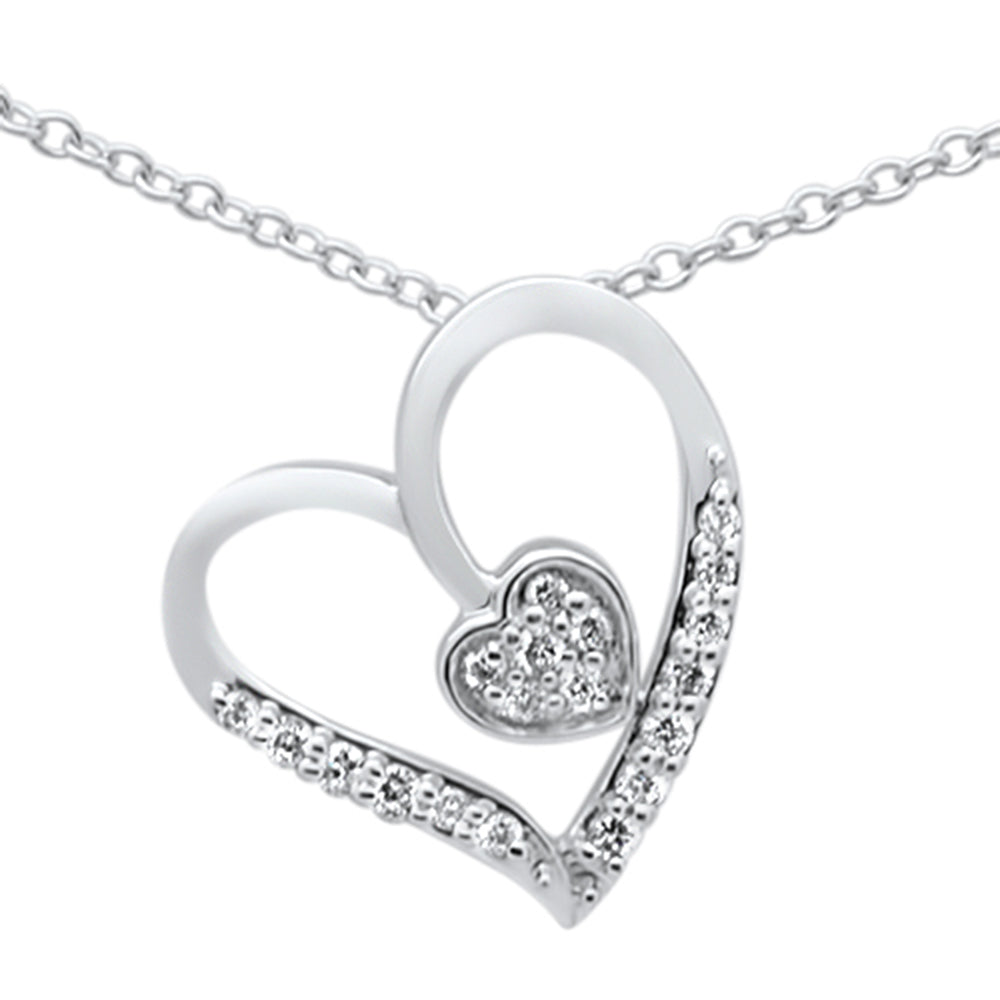 ''.11CT G SI 10KT White Gold Diamond Trendy Heart PENDANT Necklace 18''''''