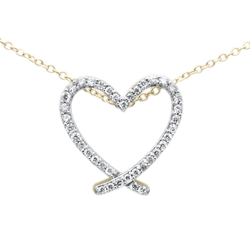 ''.23CT G SI 10KT Yellow Gold Diamond Trendy Drop DANGLE Heart Pendant Necklace 18''''''