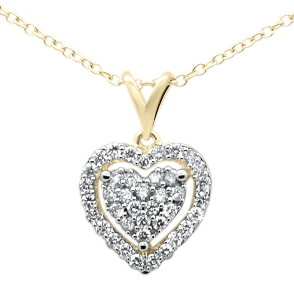 ''SPECIAL! .27CT G SI 10KT Yellow Gold Diamond Trendy Heart Pendant NECKLACE 18''''''