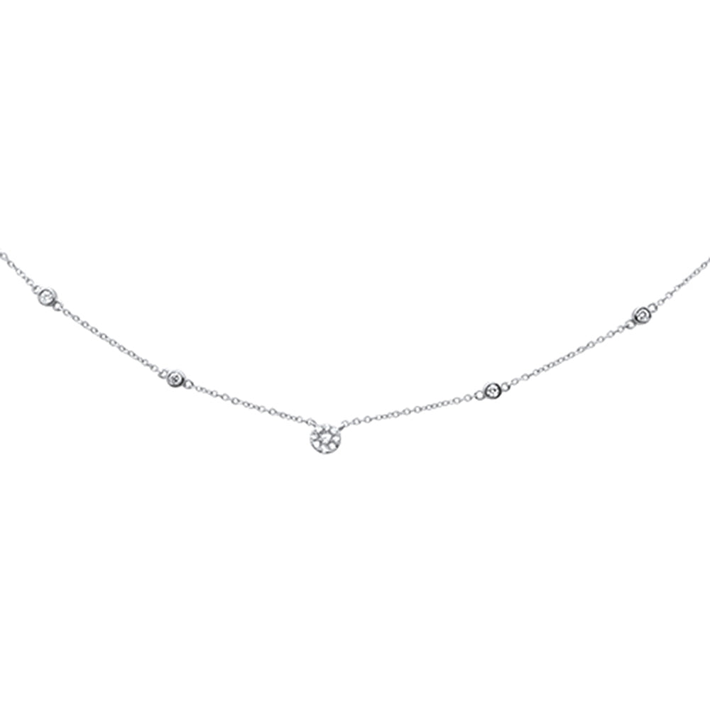 ''SPECIAL! .35CT G SI 14KT White GOLD Diamond Station Soliatire Pendant Necklace''