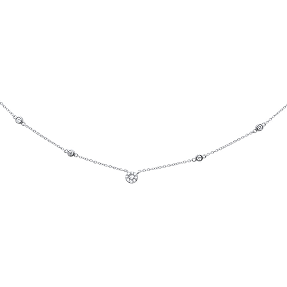 ''SPECIAL! .35CT G SI 14KT White Gold Diamond Station Soliatire PENDANT Necklace''