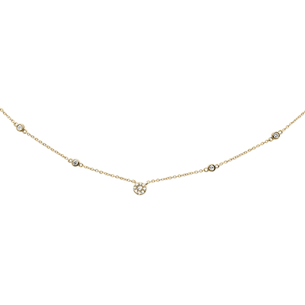 ''SPECIAL! .34CT G SI 14KT Yellow Gold Diamond Station Soliatire Pendant NECKLACE''