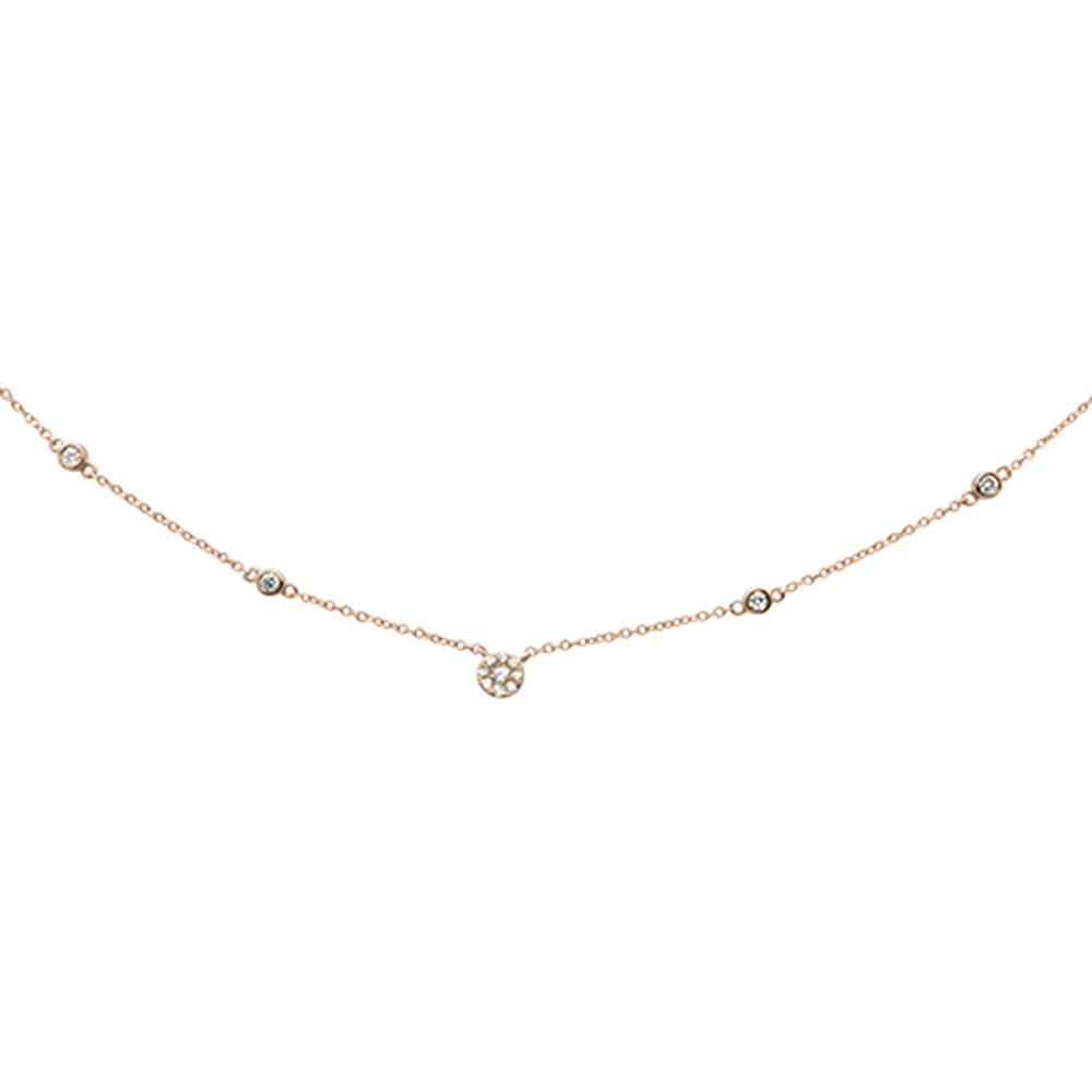 ''SPECIAL! .36CT G SI 14KT Rose Gold DIAMOND Station Soliatire Pendant Necklace''