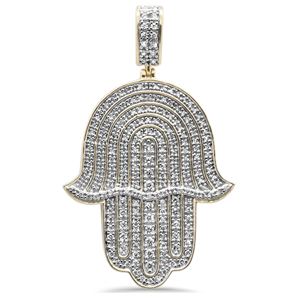 ''SPECIAL! .41CT G SI 10KT Yellow Gold Diamond Micro Pave Hand of Hamsah CHARM Pendant''