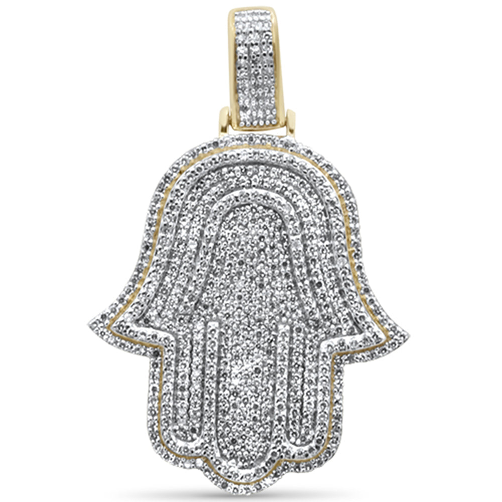 ''SPECIAL! .94CT G SI 10KT Yellow Gold DIAMOND Micro Pave Iced Out Hand of Hamsah''