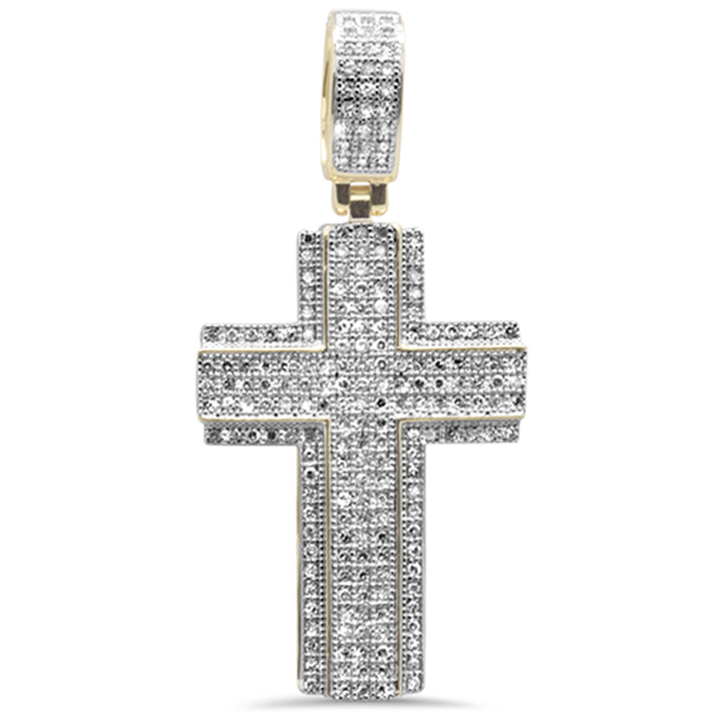 ''SPECIAL! .63CT G SI 10K Yellow Gold DIAMOND Iced Out Cross Charm Pendant''