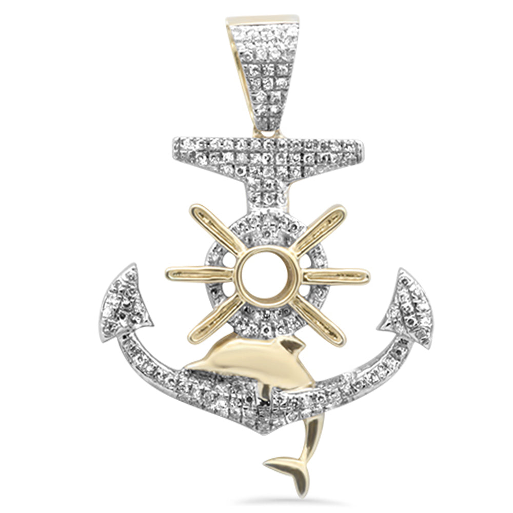 ''SPECIAL! .34CT G SI 10K Yellow Gold DIAMOND Iced Out Anchor Nautical Charm Pendant''