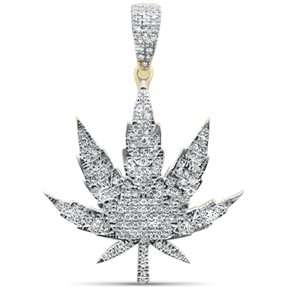 DIAMOND  CLOSEOUT!  .43CT G SI 10K Yellow Gold Diamond Custom Cannabis Marjuana Plant Charm Pendant