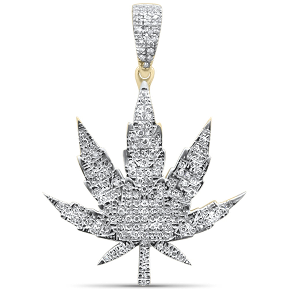 DIAMOND  CLOSEOUT!  .43CT G SI 10K Yellow Gold DIAMOND Custom Cannabis Marjuana Plant Charm Pendant