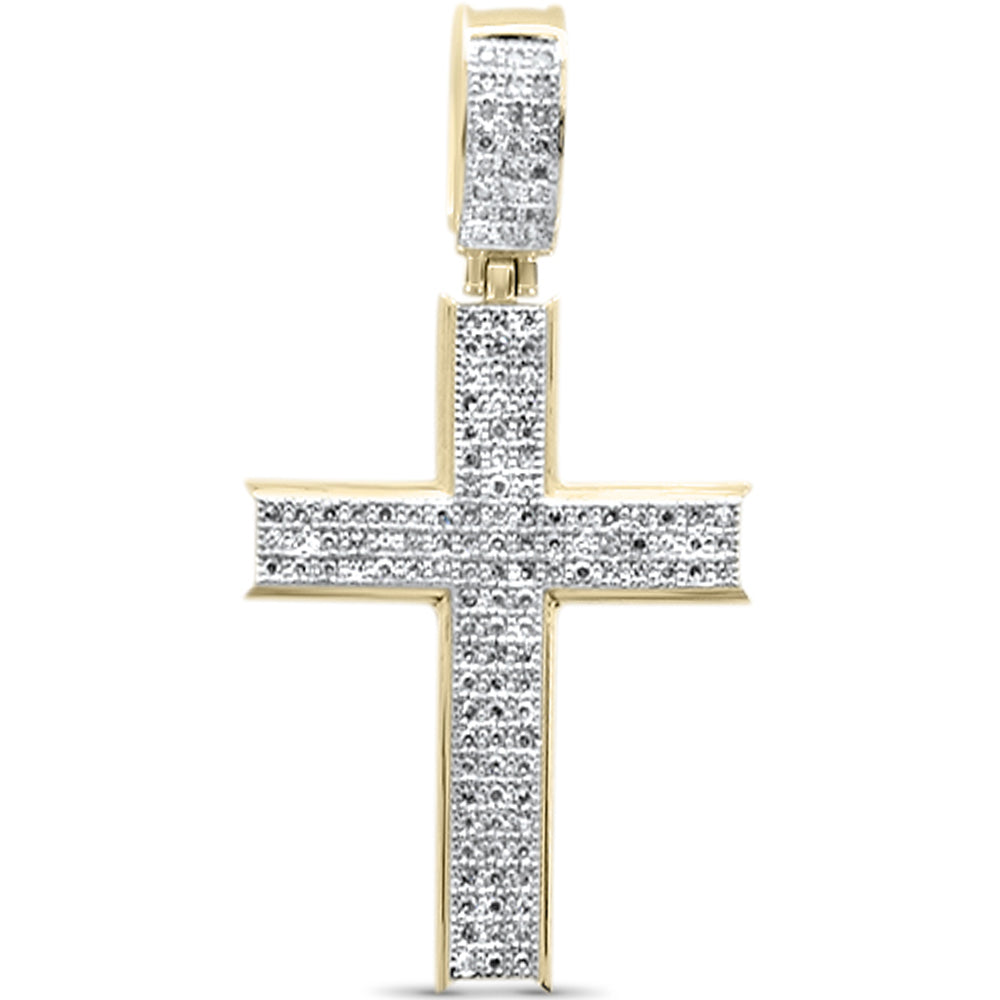 ''SPECIAL! .36CT G SI 10K Yellow GOLD Diamond Iced Out Cross Charm Pendant''