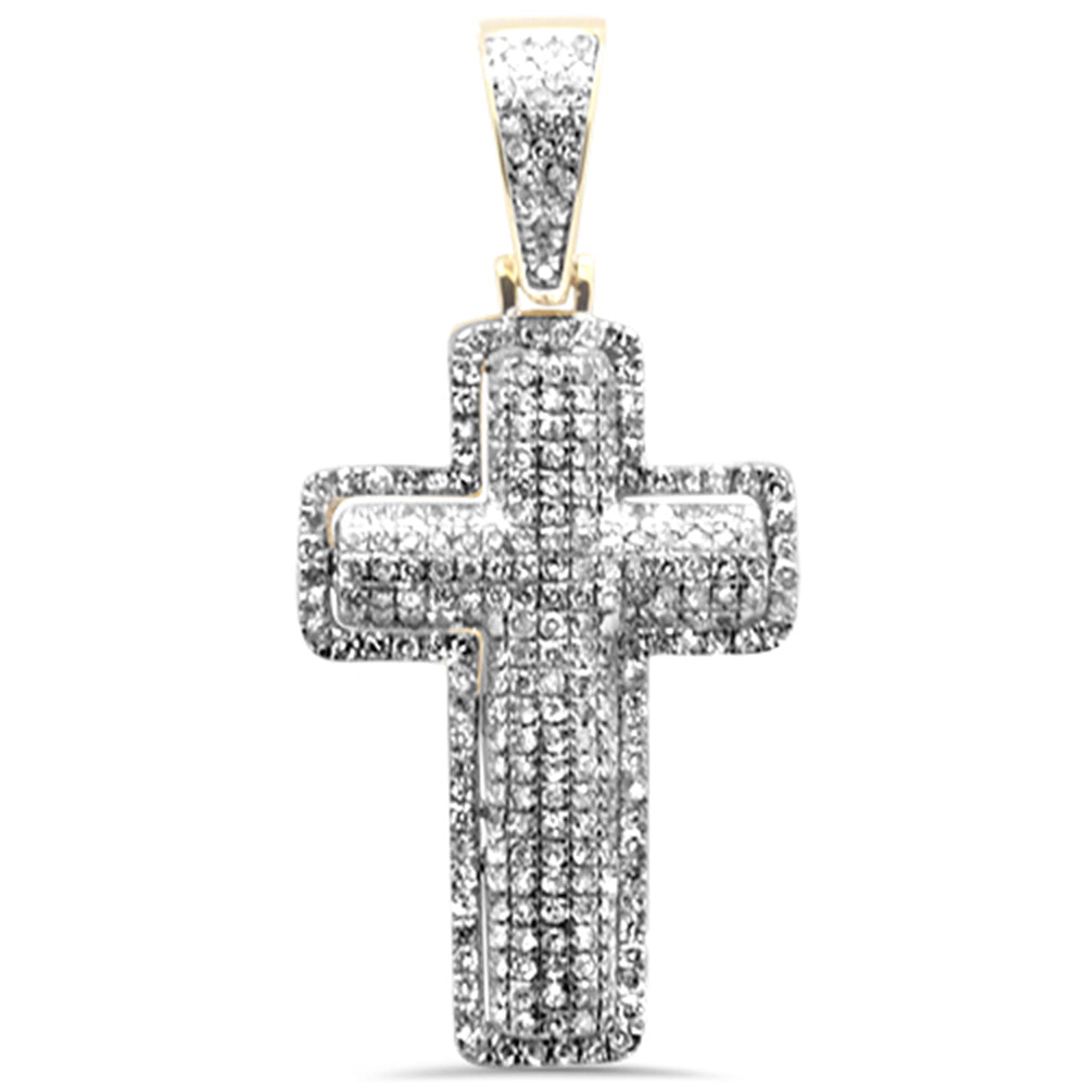 ''SPECIAL! .65CT G SI 10K Yellow Gold DIAMOND Iced Out Cross Charm Pendant''