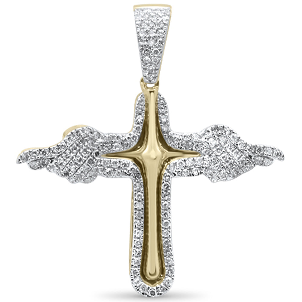 ''SPECIAL! .34CT G SI 10K Yellow GOLD Diamond Iced Out Diamond Cross Pendant''