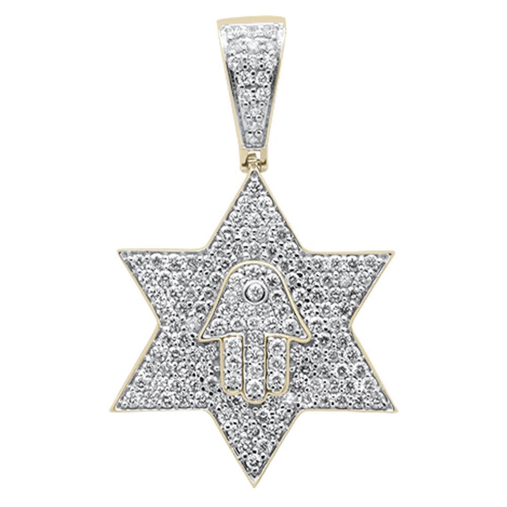 ''SPECIAL! 1.55ct G SI 10K Yellow Gold Diamond Micro Pave Iced Out Star Charm PENDANT''
