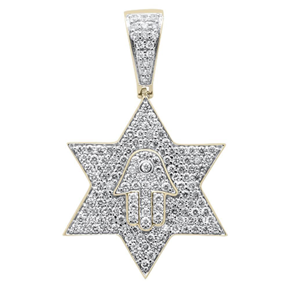 ''SPECIAL! 1.55ct G SI 10K Yellow Gold DIAMOND Micro Pave Iced Out Star Charm Pendant''