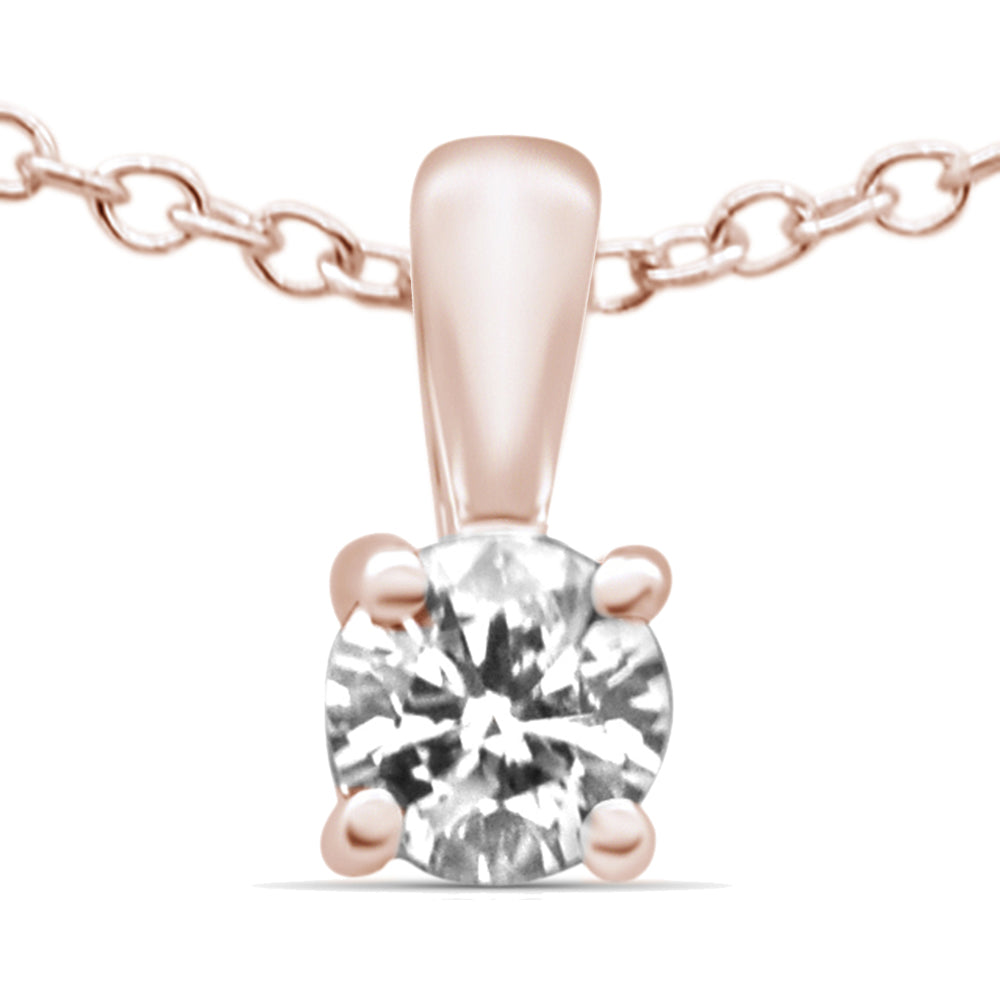''.16ct G SI 14K Rose Gold Diamond Solitaire PENDANT Necklace 18'''' Long''