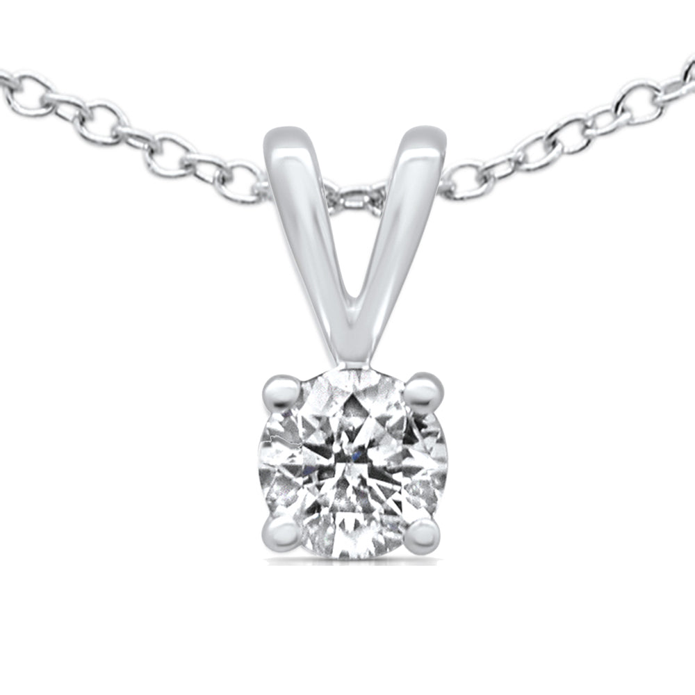 ''SPECIAL!.33ct G SI 14K White GOLD Diamond Solitaire Pendant Necklace 18'''' Long''