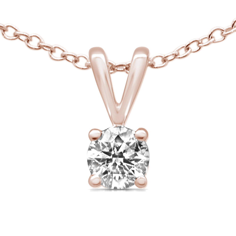 ''SPECIAL!.25ct G SI 14K Rose Gold Diamond Solitaire Pendant NECKLACE 18'''' Long''