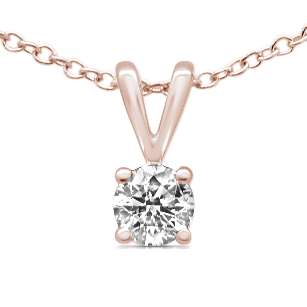 ''SPECIAL!.25ct G SI 14K Rose GOLD Diamond Solitaire Pendant Necklace 18'''' Long''