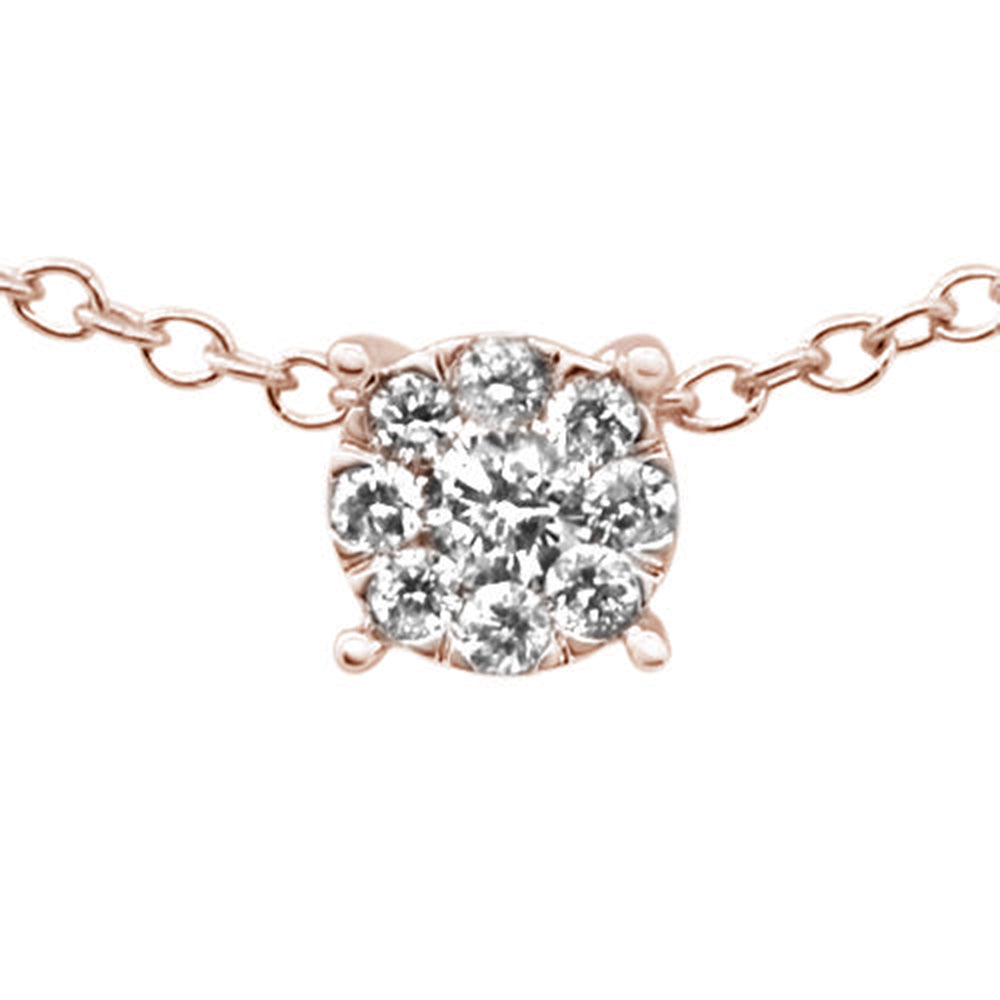 ''.11ct F SI 10K Rose GOLD Diamond Solitaire Pendant Necklace 18''''''