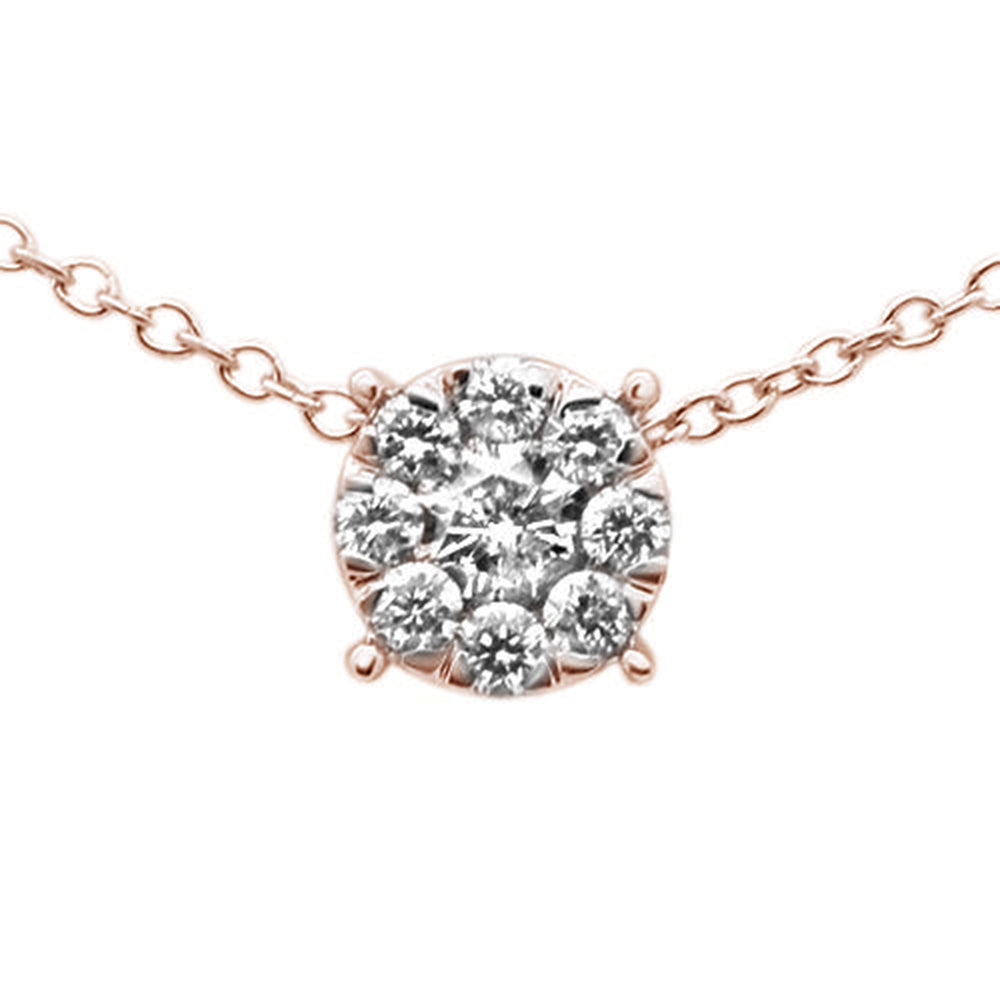 ''.29ct F SI 10K Rose Gold Diamond Solitaire PENDANT Necklace 18'''' Long''